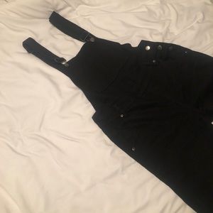 Black denim overalls